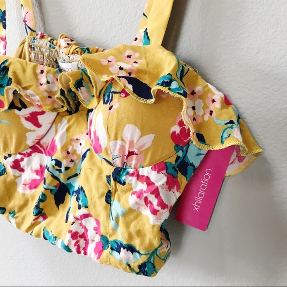 SOLD ✔️Xhilaration Floral Ruffled Crop Top XS - Picture 2 of 4